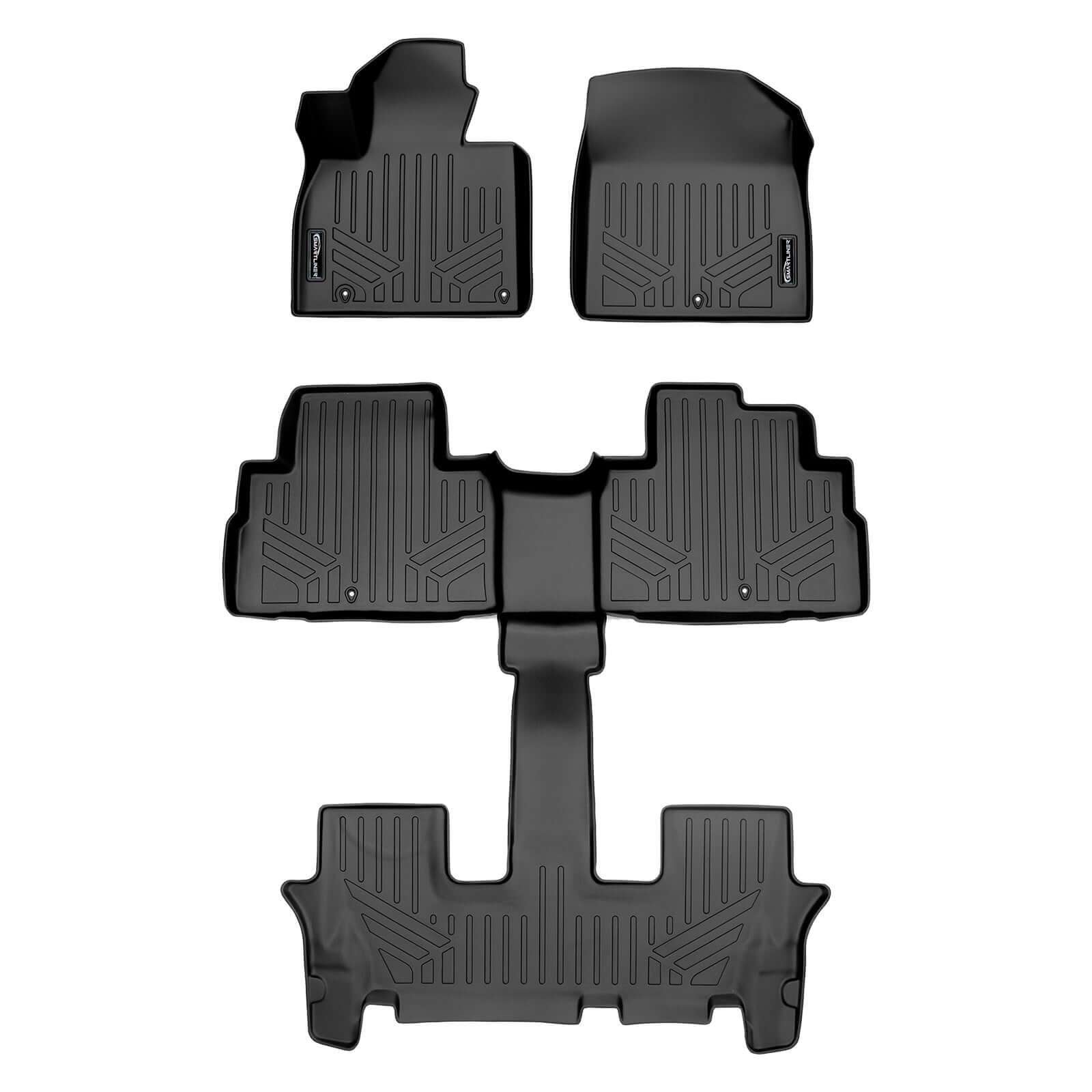 SMARTLINER AUTO™ Custom Fit Floor Liners For 2020-2025 Kia Telluride with 2nd Row Bucket Seat No Center Console with in between Coverage Smartliner USA