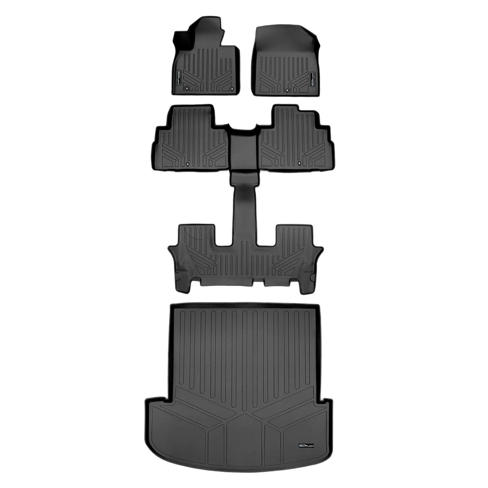 SMARTLINER AUTO™ Custom Fit Floor Liners For 2020-2025 Kia Telluride with 2nd Row Bucket Seat No Center Console with in between Coverage Smartliner USA