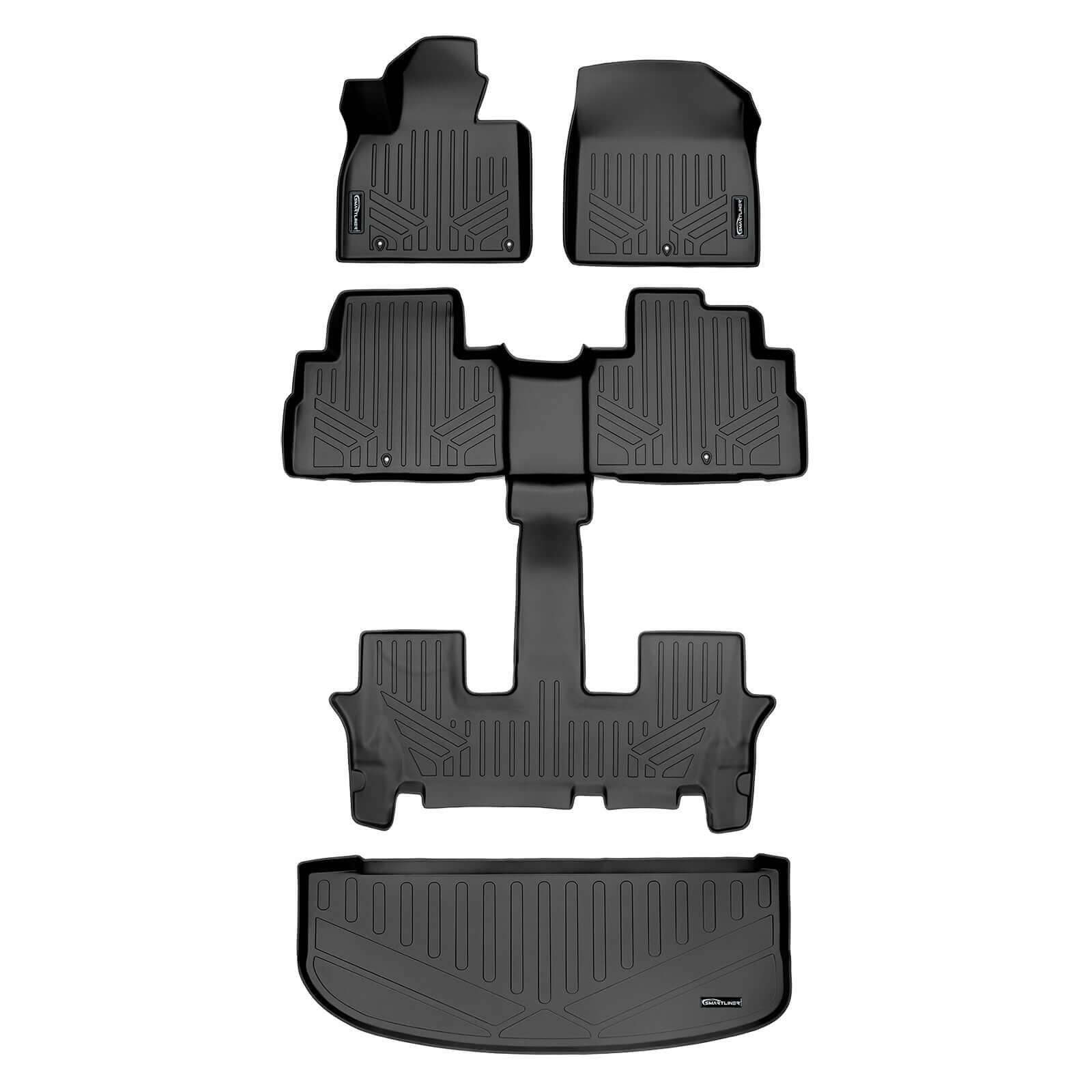 SMARTLINER AUTO™ Custom Fit Floor Liners For 2020-2025 Kia Telluride with 2nd Row Bucket Seat No Center Console with in between Coverage Smartliner USA