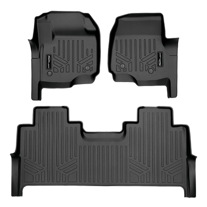 SMARTLINER Custom Fit Floor Liners For 2017-2025 Ford F-250/F-350 SuperCrew Cab with 1st Row Bucket Seats/ Vinyl Flooring with rear under seat storage Smartliner USA