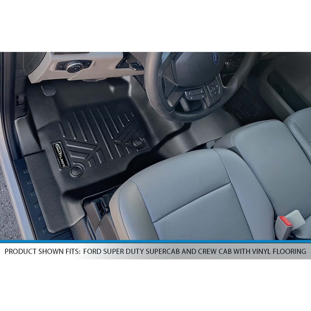 SMARTLINER Custom Fit Floor Liners For 2017-2024 Ford Super Cab with Vinyl Flooring and 2nd Row Bench Seat Smartliner USA