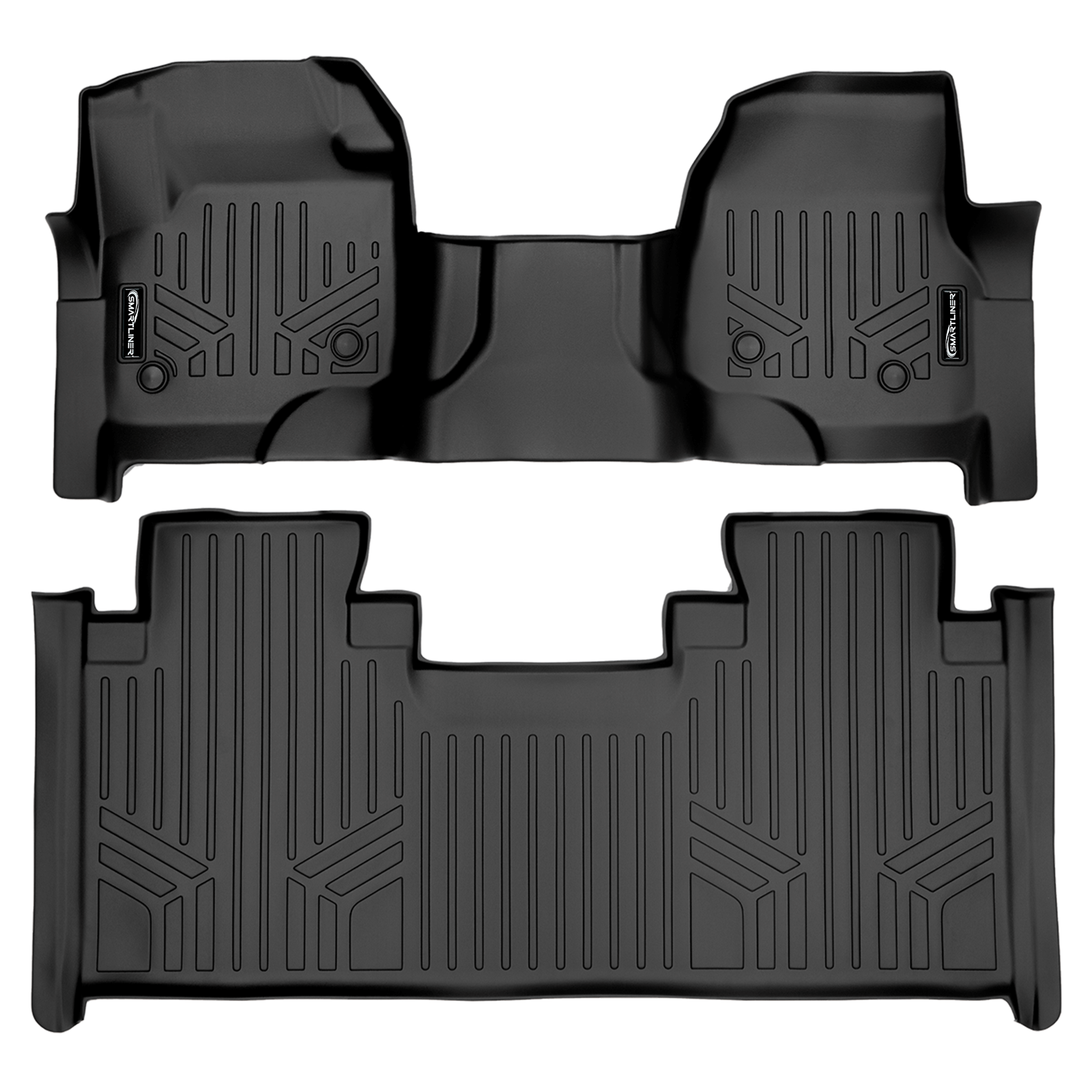 SMARTLINER Custom Fit Floor Liners For 2017-2024 Ford Super Duty Crew with Vinyl Flooring With full first row coverage Smartliner USA