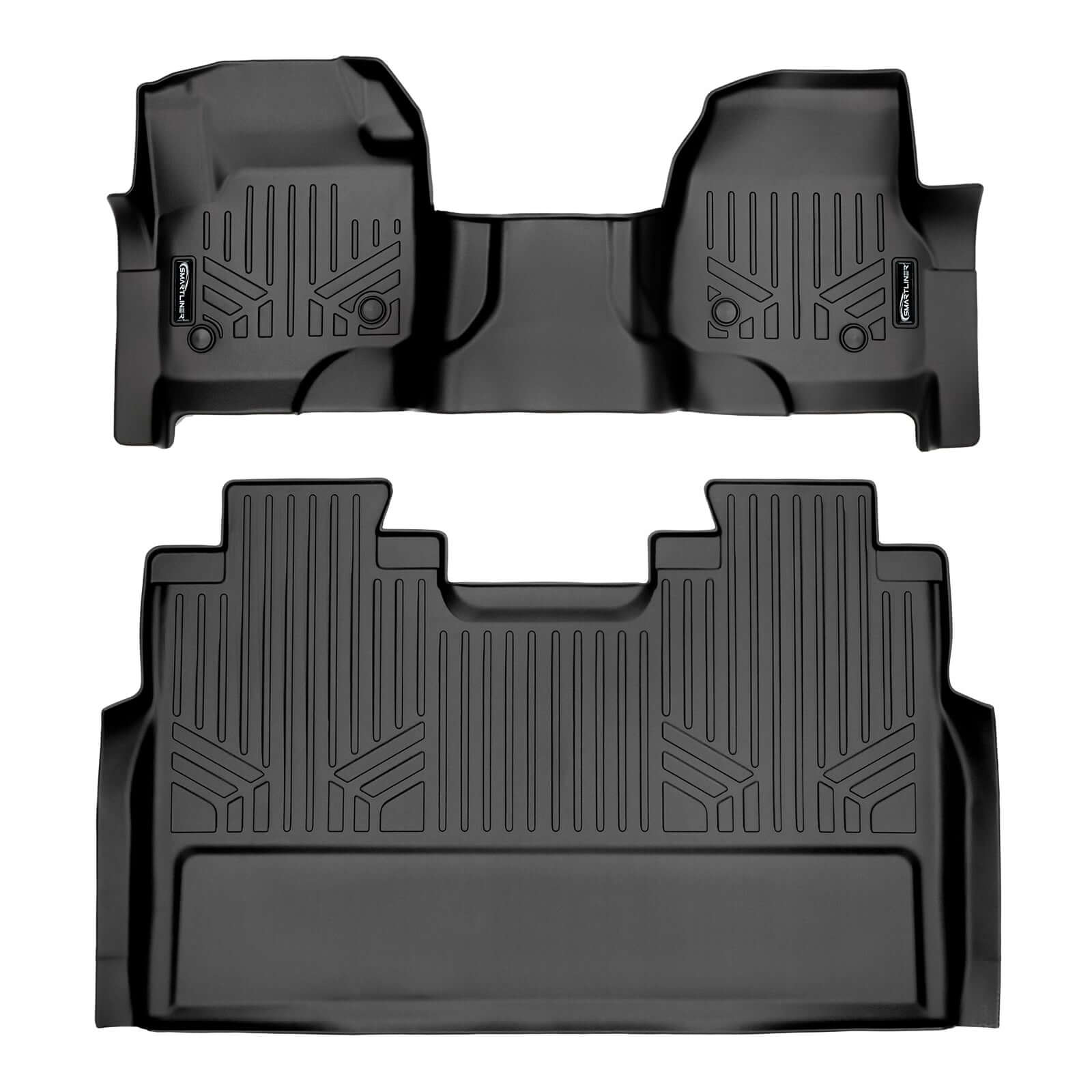 SMARTLINER Custom Fit Floor Liners For 2017-2025 Ford Super Duty Crew with Vinyl Flooring and 2nd Row Bench Seat Smartliner USA
