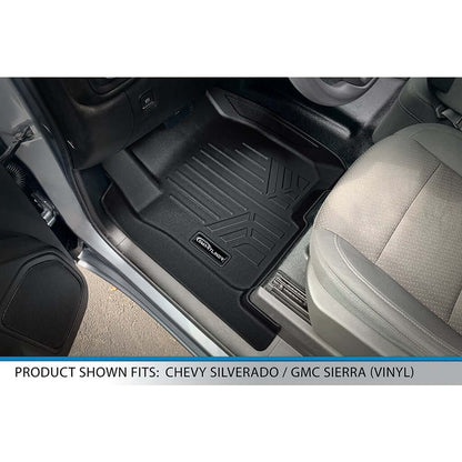 SMARTLINER Custom Fit Floor Liners For 2019-2024 GMC Sierra 1500 Double Cab With 1st Row Bench Seat (No OTH Coverage) & Vinyl Flooring Smartliner USA