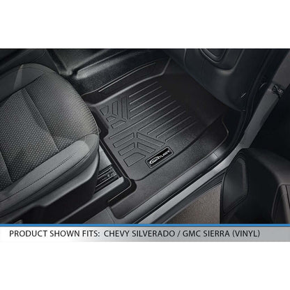 SMARTLINER Custom Fit Floor Liners For 2019-2024 Chevrolet Silverado 1500 Double Cab With 1st Row Bench Seat (No OTH Coverage) & Vinyl Flooring Smartliner USA