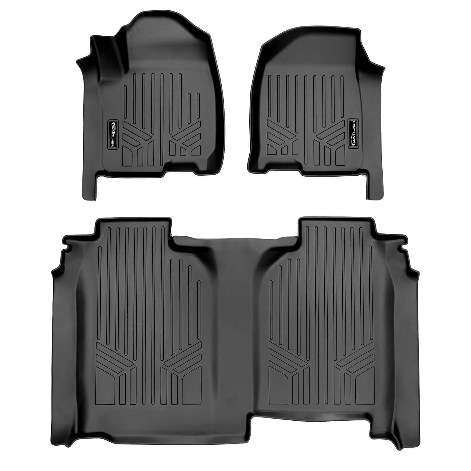 SmartCoverage™ Custom Fit Floor Liners For 2019-2024 Chevrolet Silverado 1500 Crew Cab With 1st Row Bucket Seats and Vinyl Flooring without the 2nd Row Underseat Storage Smartliner USA