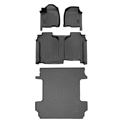 SmartCoverage™ Custom Fit Floor Liners For 2019-2024 Chevrolet Silverado 1500 Crew Cab With 1st Row Bench Seat (No OTH Coverage) and Vinyl Flooring without the 2nd Row Underseat Storage Smartliner USA