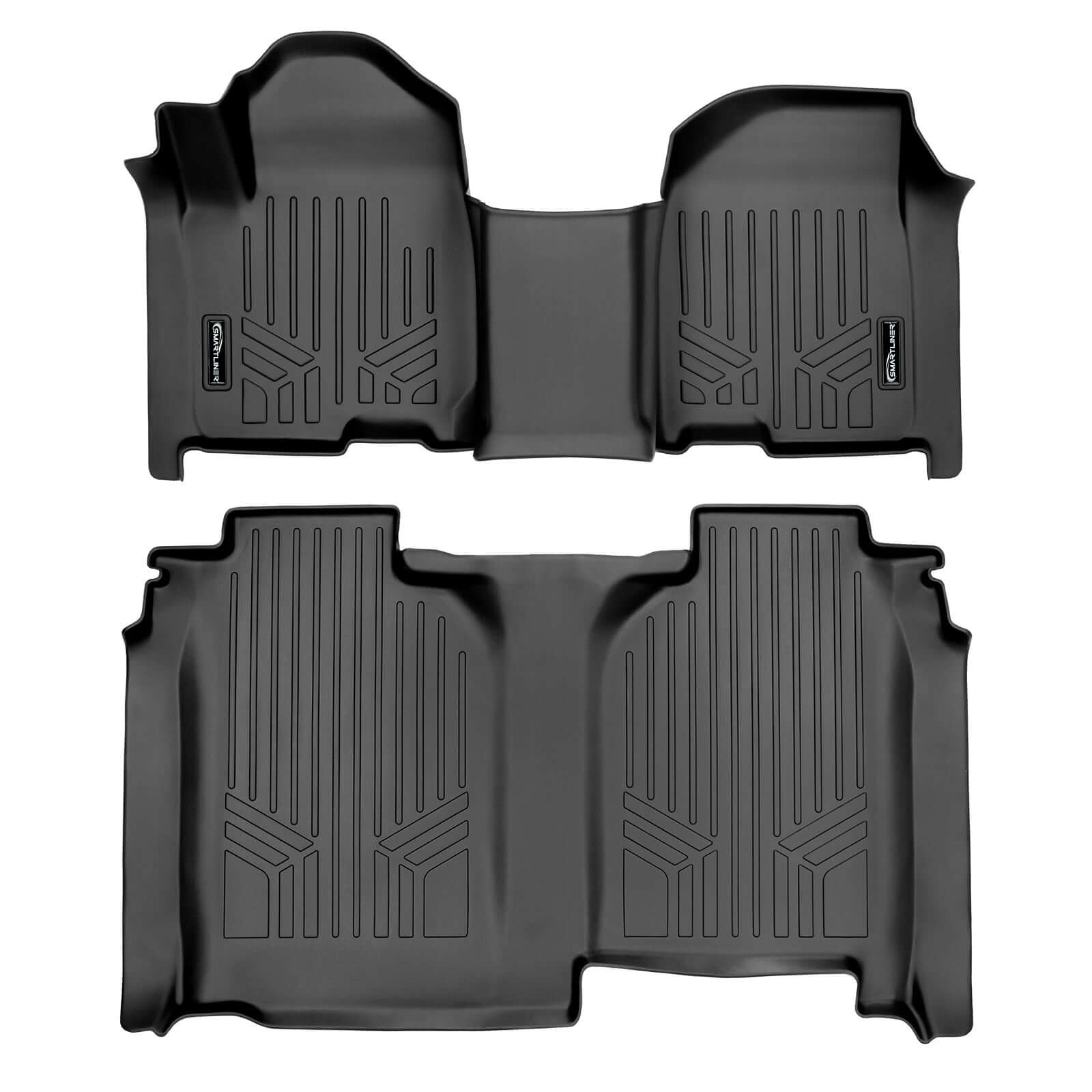SmartCoverage™ Custom Fit Floor Liners For 2019-2024 Chevrolet Silverado 1500 Crew Cab With 1st Row Bench Seat (with OTH Coverage) and Vinyl Flooring without the 2nd Row Underseat Storage Smartliner USA