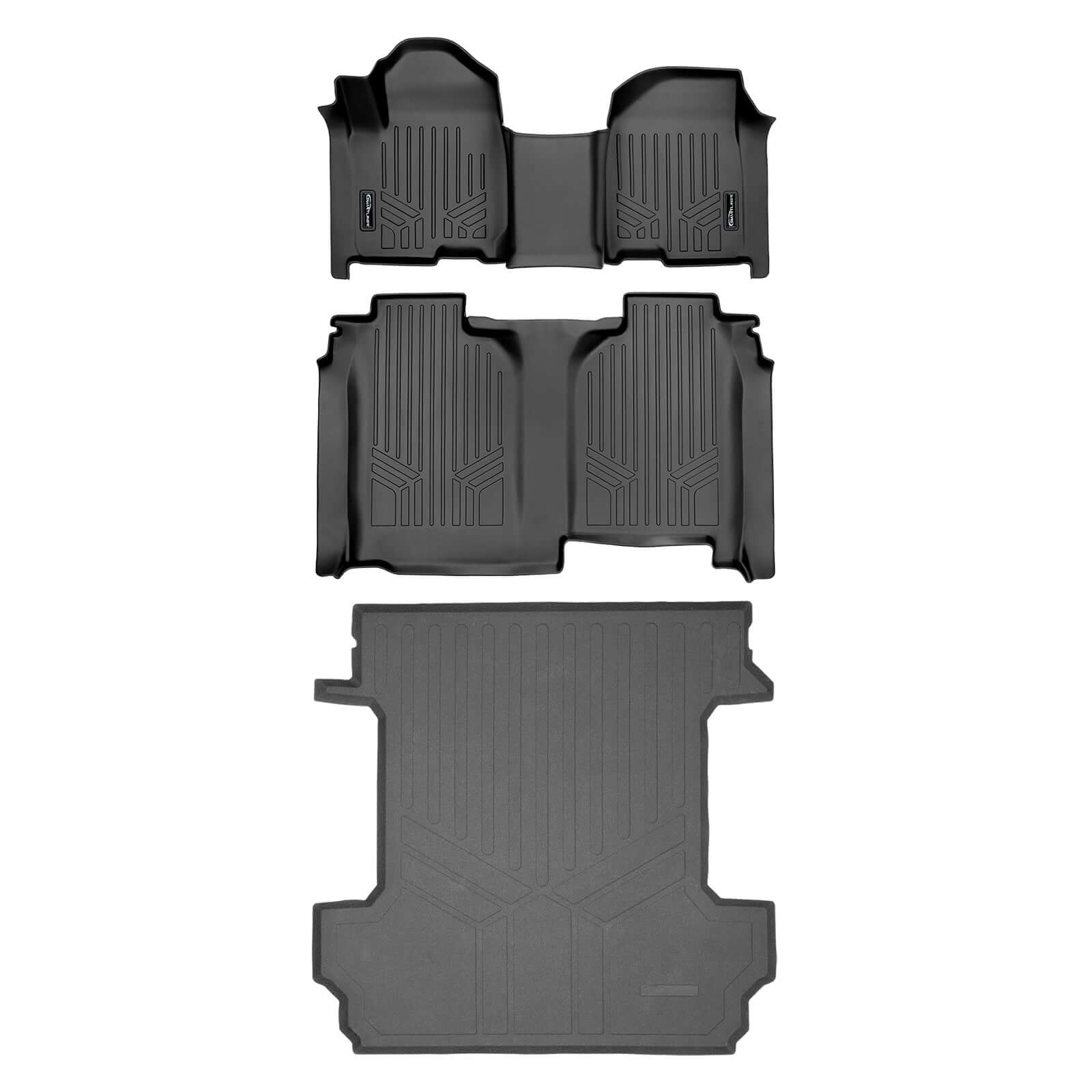 SmartCoverage™ Custom Fit Floor Liners For 2019-2024 Chevrolet Silverado 1500 Crew Cab With 1st Row Bench Seat (with OTH Coverage) and Vinyl Flooring without the 2nd Row Underseat Storage Smartliner USA