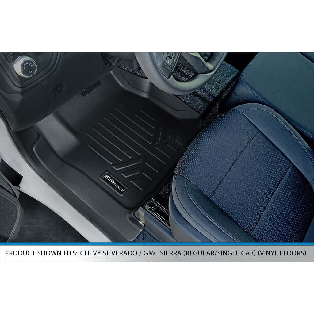 SMARTLINER Custom Fit Floor Liners For 2020-2025 Chevrolet Silverado 2500 HD | 3500 HD /  GMC Sierra 1500 (Regular Cab With Vinyl Flooring And Without OTH Coverage) Smartliner USA