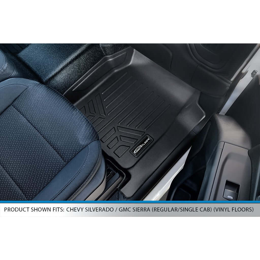 SMARTLINER Custom Fit Floor Liners For 2020-2025 Chevrolet Silverado 2500 HD | 3500 HD /  GMC Sierra 1500 (Regular Cab With Vinyl Flooring And Without OTH Coverage) Smartliner USA