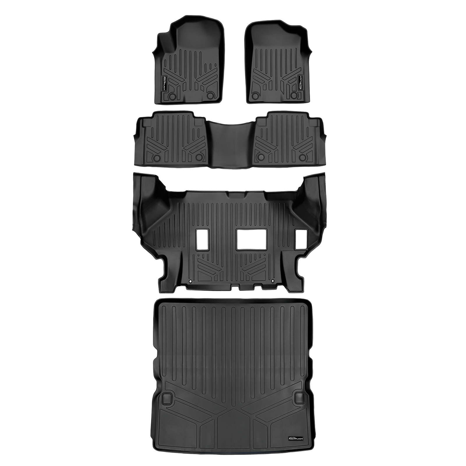 SMARTLINER Custom Fit Floor Liners For 2019-2024 Infiniti QX80 and 2019-2024 Nissan Armada No Bucket Seats & Center Console Only Smartliner USA