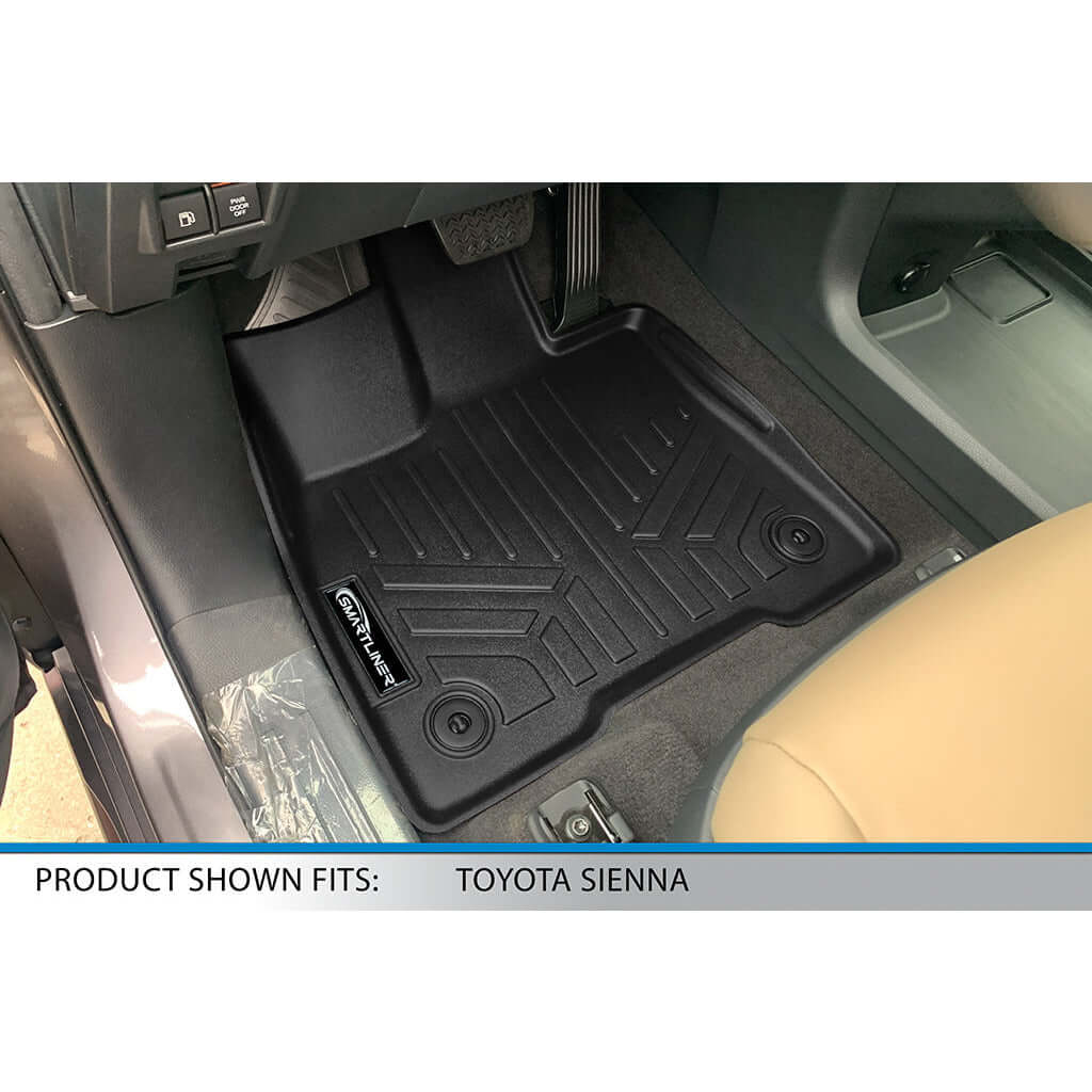 SMARTLINER Custom Fit Floor Liners For 2021-2025 Toyota Sienna with 2nd Row Bucket Seats no Spare Tire Smartliner USA