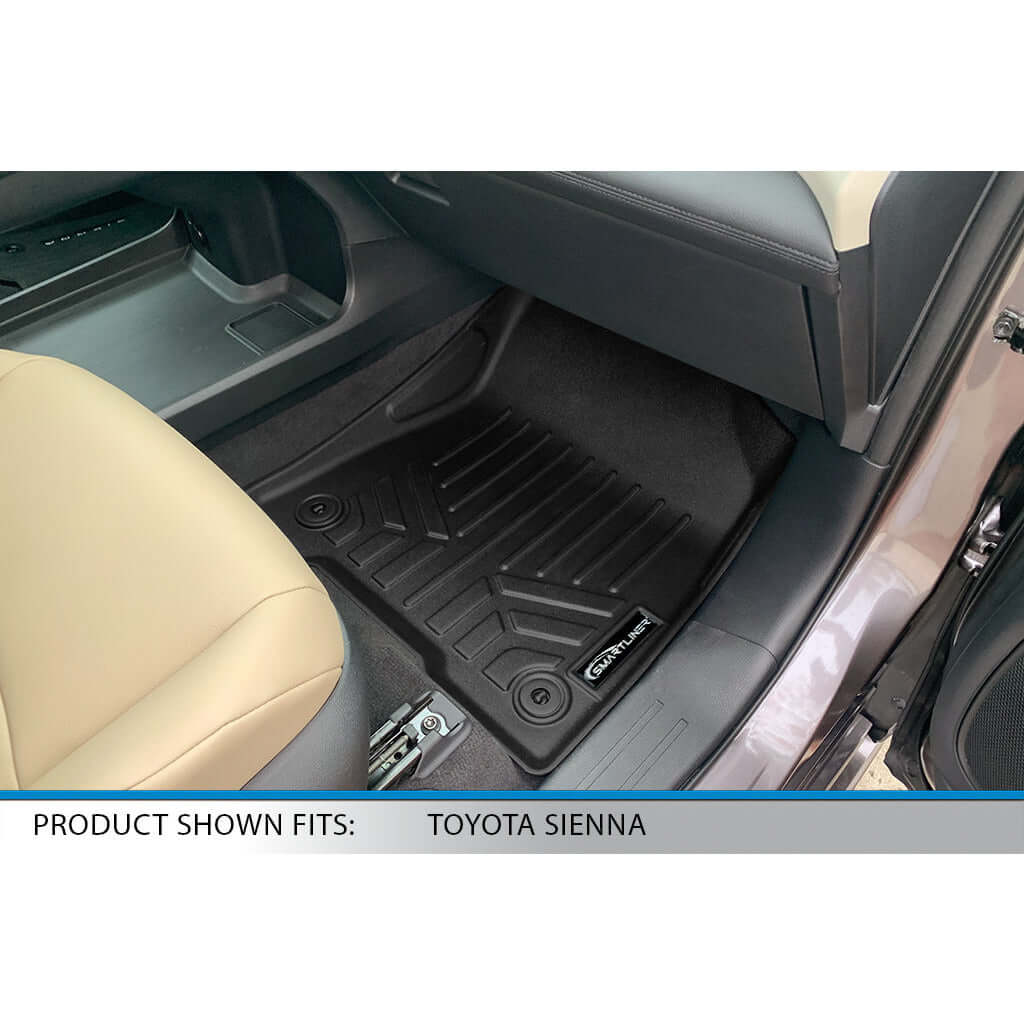 SMARTLINER Custom Fit Floor Liners For 2021-2025 Toyota Sienna with 2nd Row Bucket Seats and Spare Tire Smartliner USA