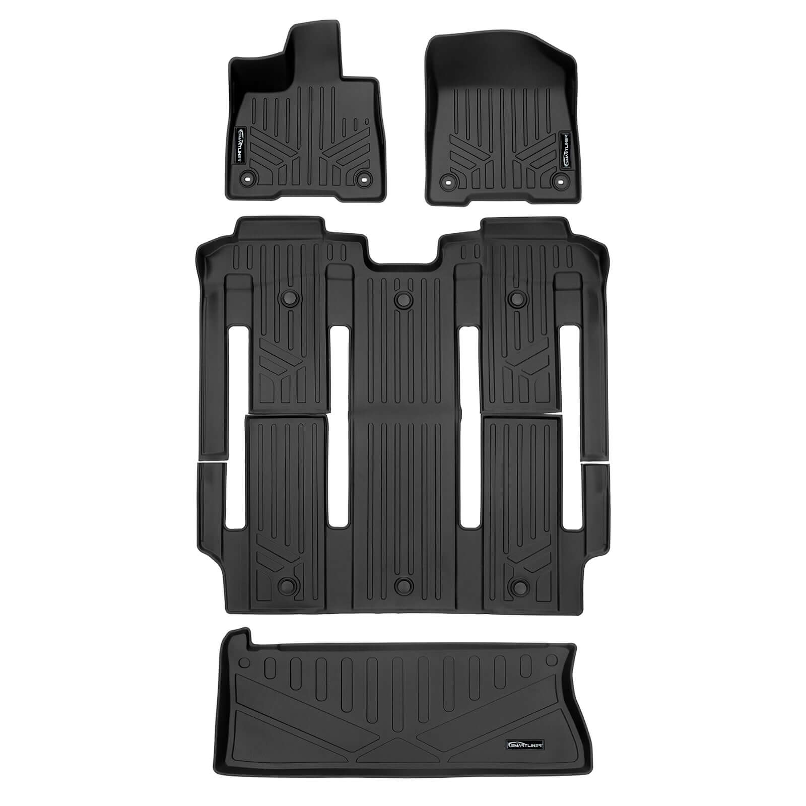 SMARTLINER Custom Fit Floor Liners For 2021-2025 Toyota Sienna with 2nd Row Bucket Seats and Spare Tire Smartliner USA