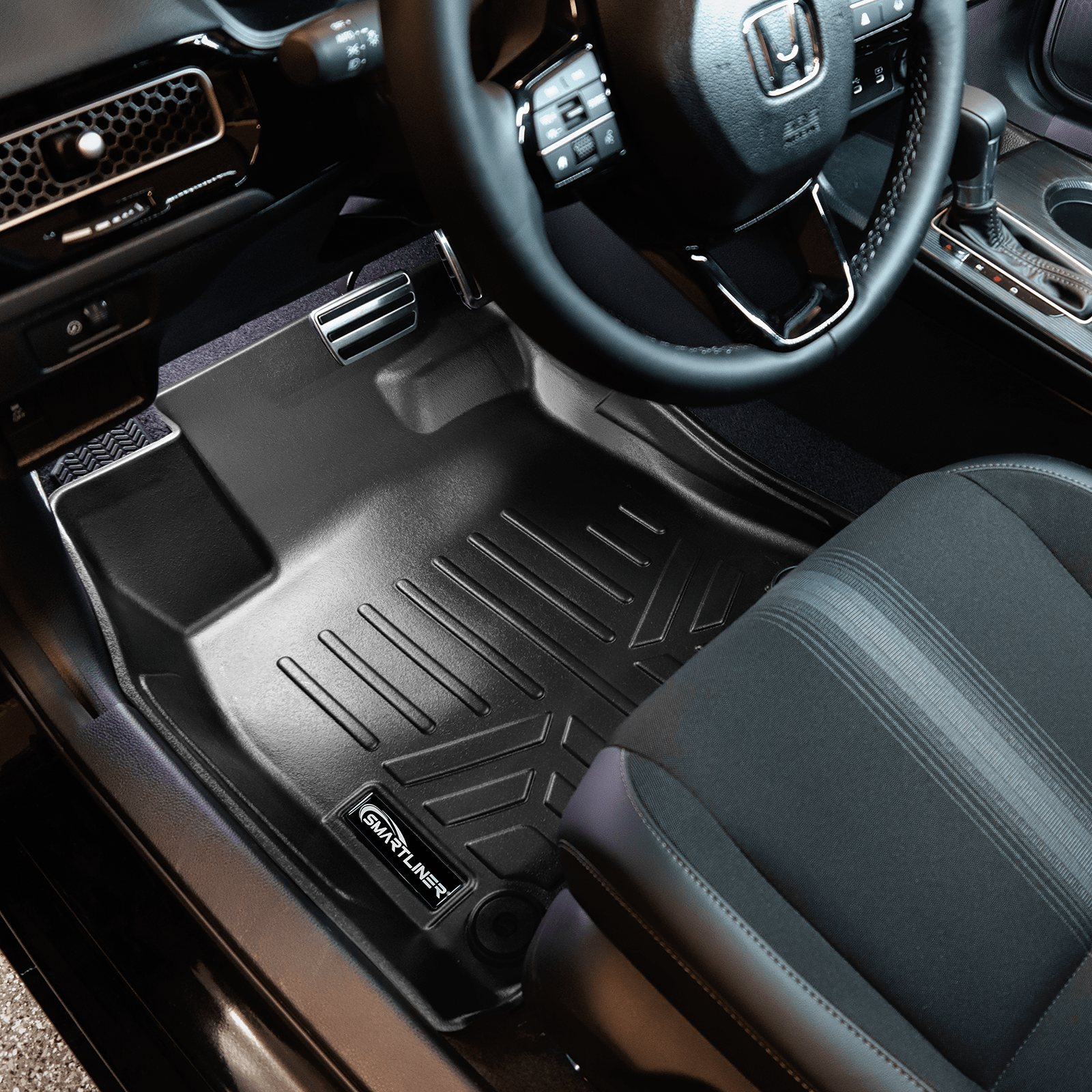 SMARTLINER Custom Fit Floor Liners For 2022-2025 Honda Civic Hatchback with 2nd Row USB Ports and Subwoofer in the Cargo Area Smartliner USA