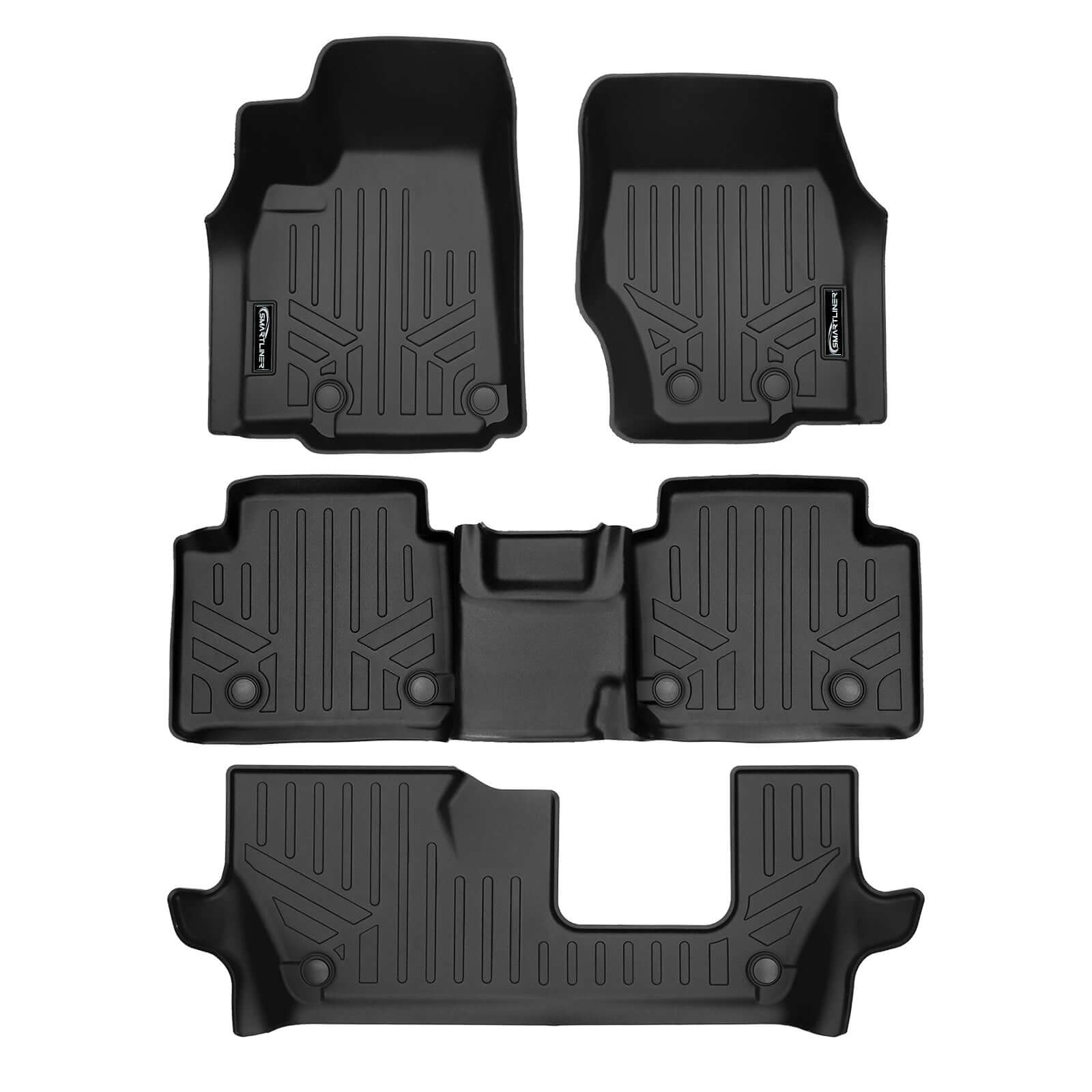 SMARTLINER Custom Fit Floor Liners For 2021-2025 Jeep Grand Cherokee L w/ 2nd Row Bench Seat Smartliner USA