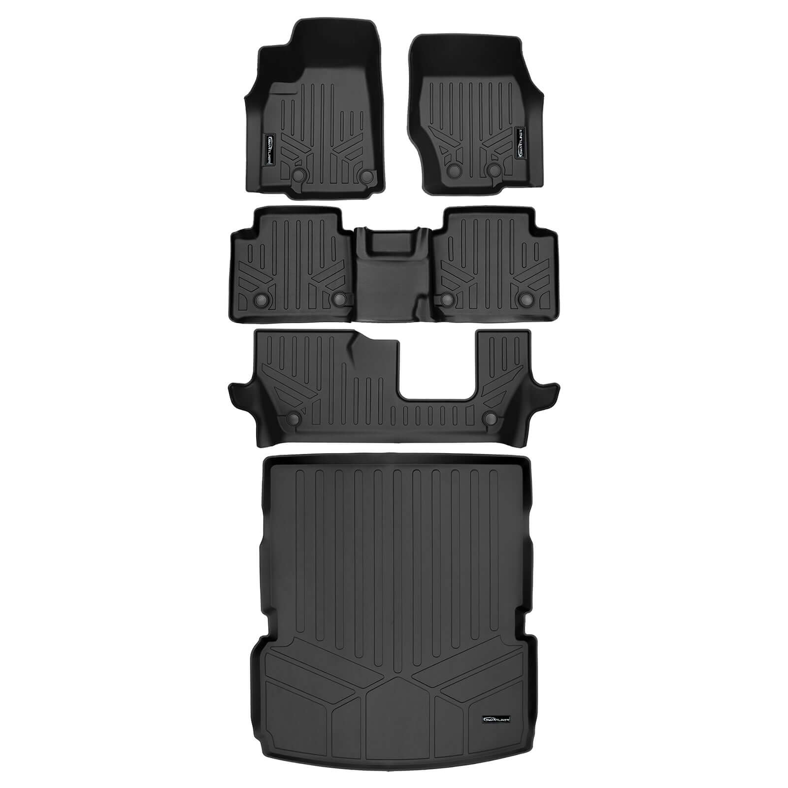 SMARTLINER Custom Fit Floor Liners For 2021-2025 Jeep Grand Cherokee L w/ 2nd Row Bench Seat Smartliner USA