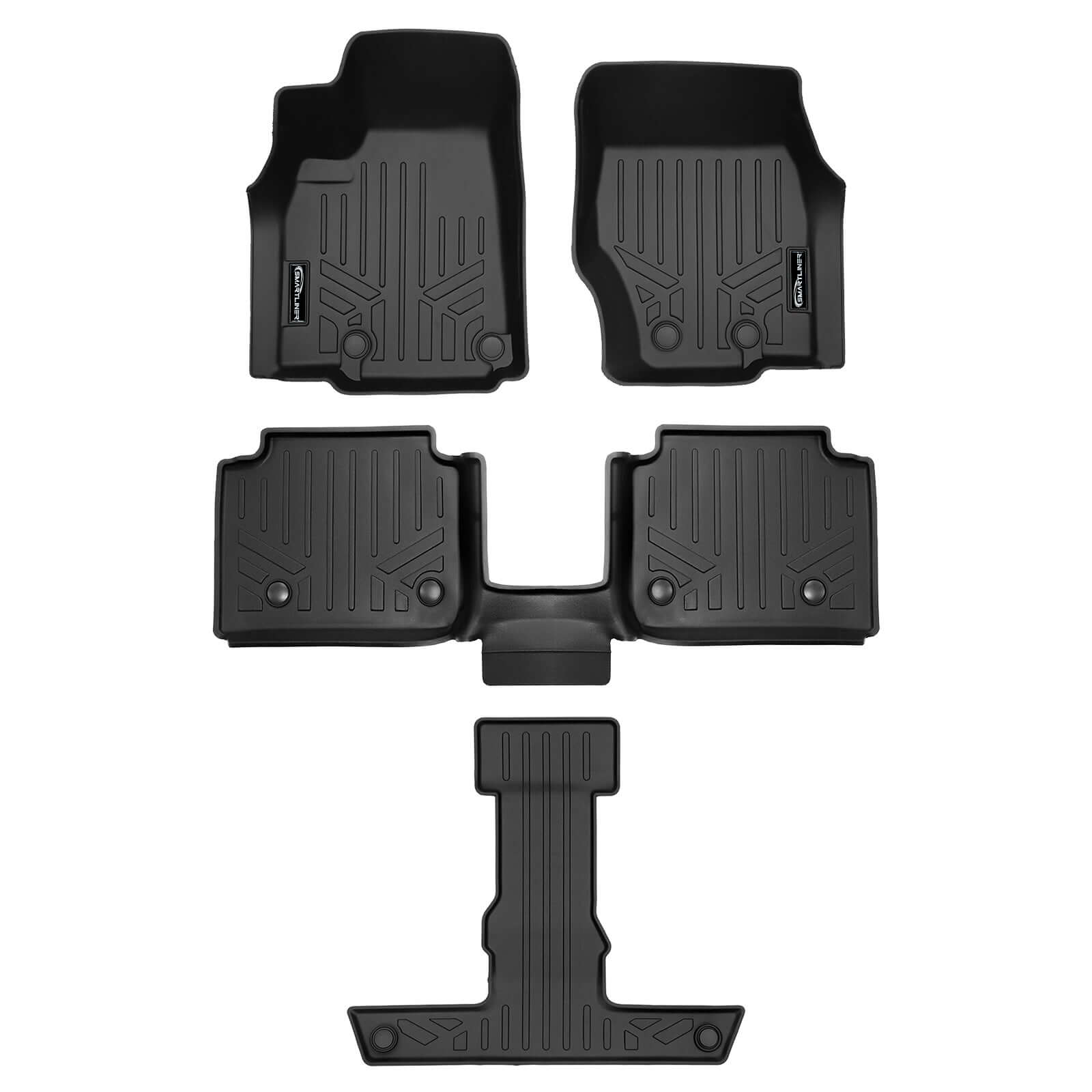 SMARTLINER Custom Fit Floor Liners For 2021-2025 Jeep Grand Cherokee L with 2nd Row Bucket Seats With Center Console Smartliner USA