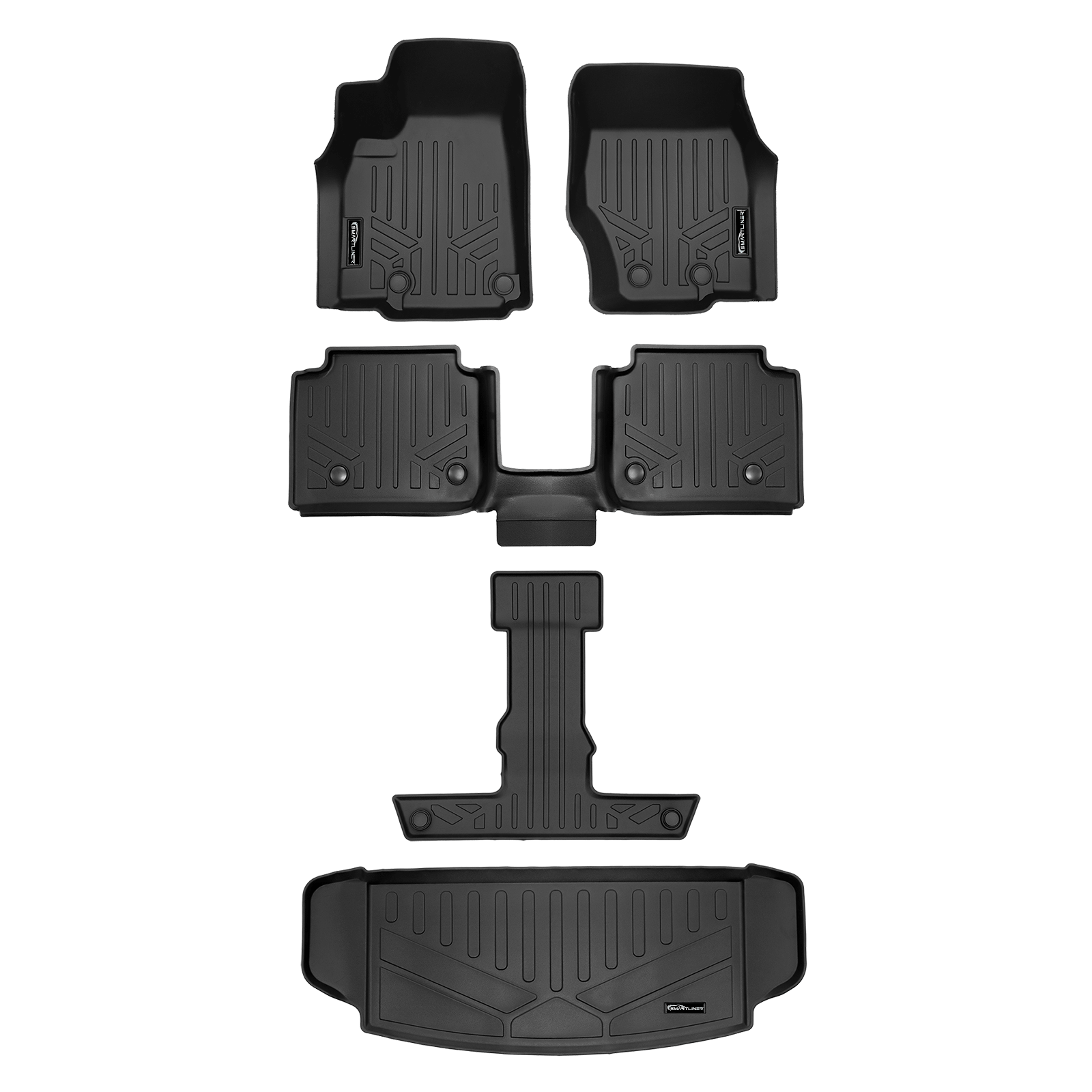 SMARTLINER Custom Fit Floor Liners For 2021-2025 Jeep Grand Cherokee L with 2nd Row Bucket Seats With Center Console (No subwoofer) Smartliner USA