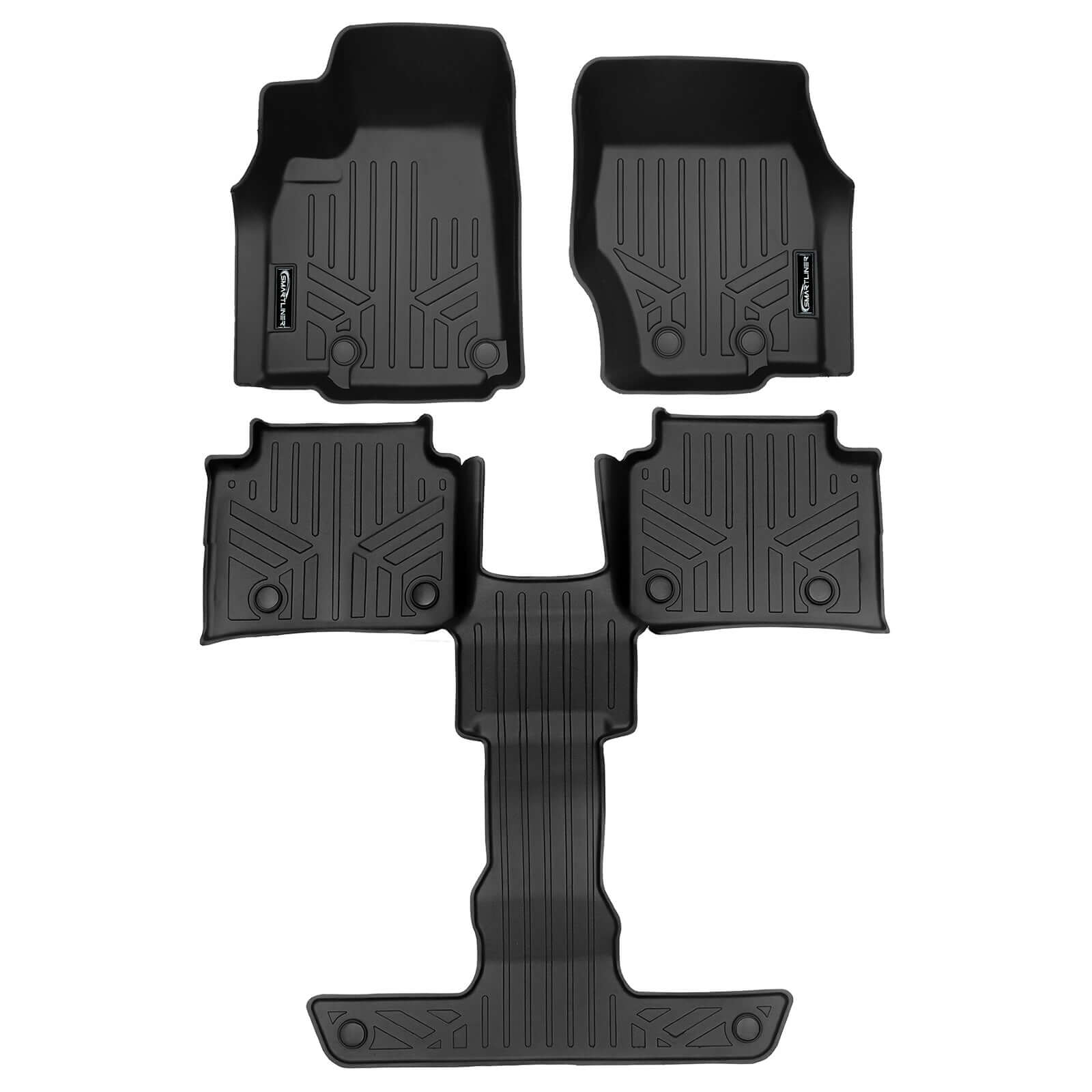 SMARTLINER Custom Fit Floor Liners For 2021-2025 Jeep Grand Cherokee L with 2nd Row Bucket Seat No Center Console with in between Coverage Smartliner USA