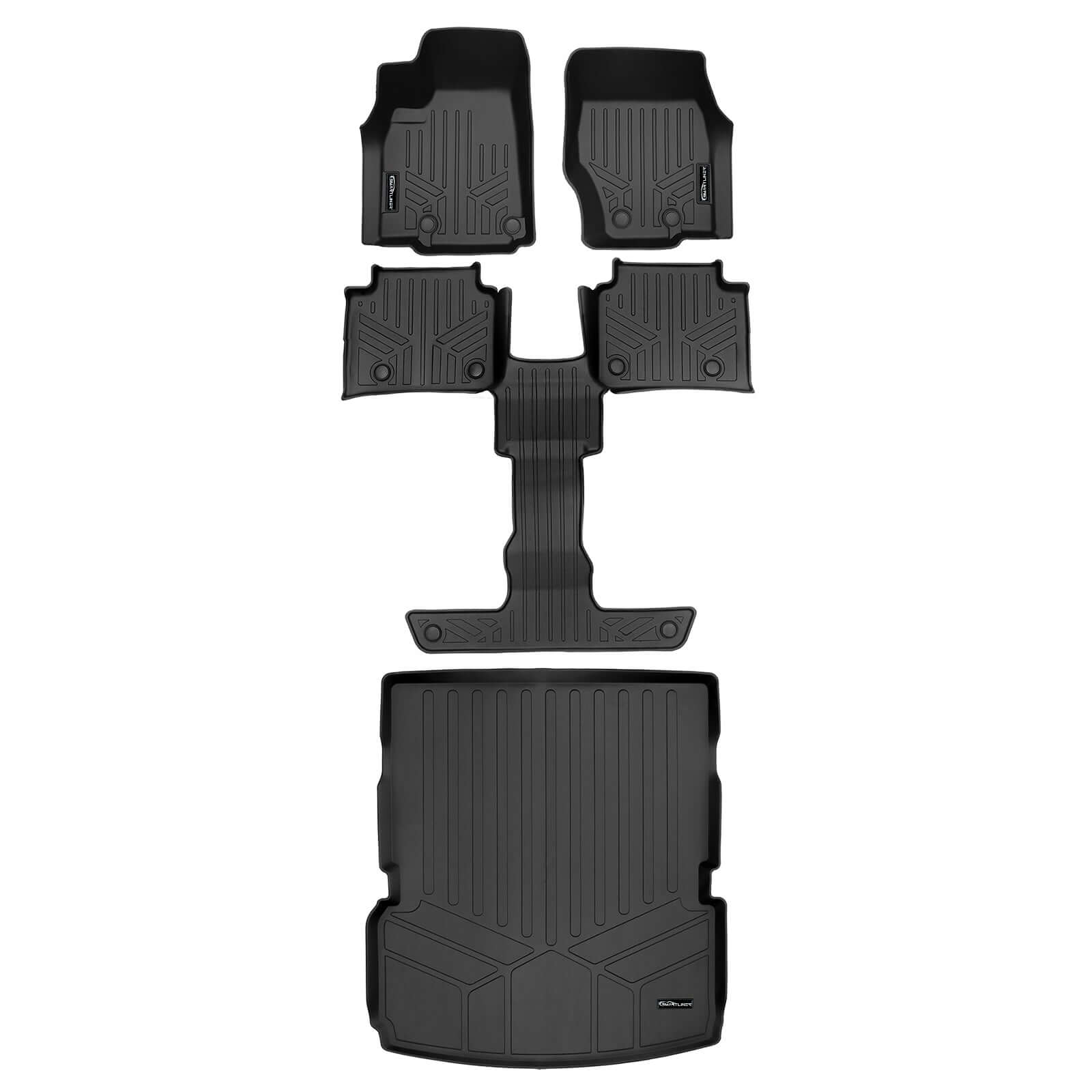 SMARTLINER Custom Fit Floor Liners For 2021-2025 Jeep Grand Cherokee L with 2nd Row Bucket Seat No Center Console with in between Coverage Smartliner USA