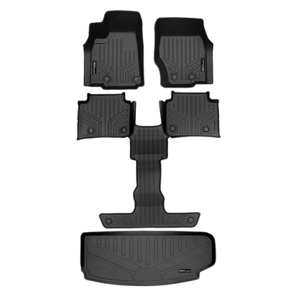 SMARTLINER Custom Fit Floor Liners For 2021-2025 Jeep Grand Cherokee L with 2nd Row Bucket Seat No Center Console with in between Coverage Smartliner USA