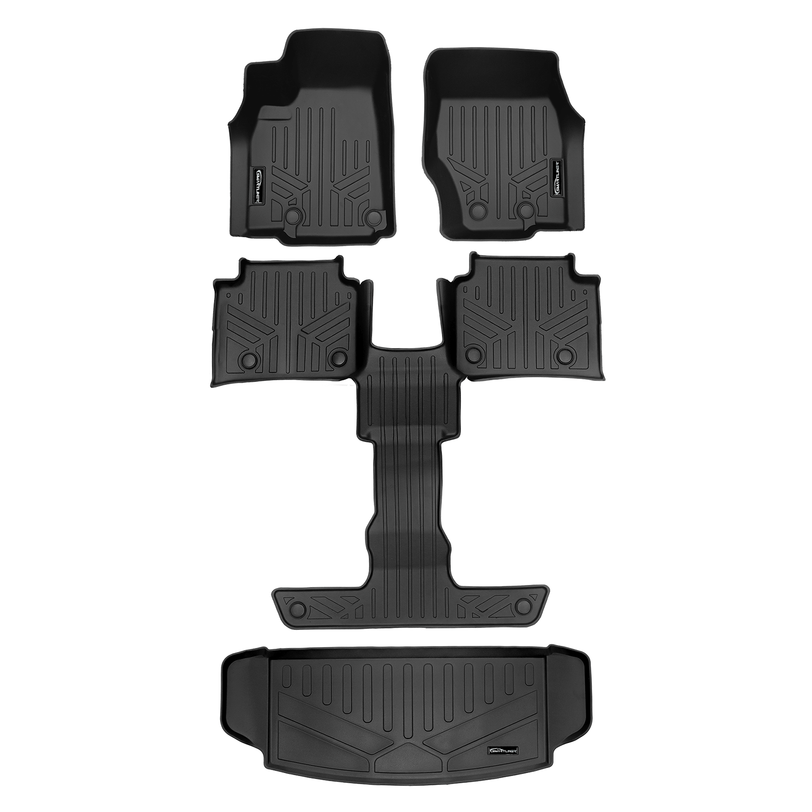 SMARTLINER Custom Fit Floor Liners For 2021-2025 Jeep Grand Cherokee L with 2nd Row Bucket Seat No Center Console with in between Coverage (No subwoofer) Smartliner USA