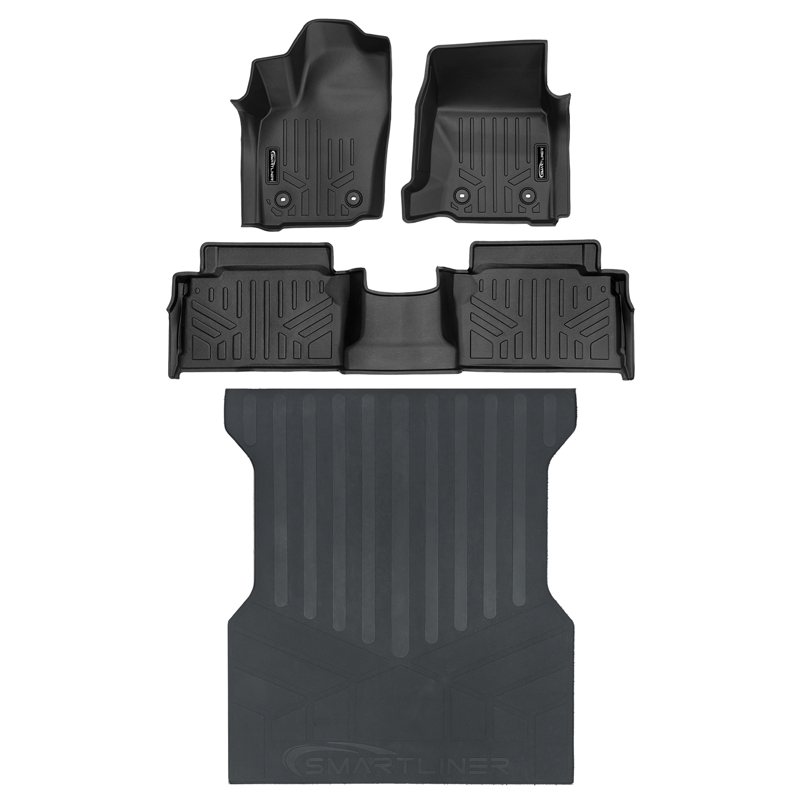 SMARTLINER All Weather Custom Fit Floor Liner Compatible With 2024-2025 Toyota Tacoma Double Cab (Only Fits with 2nd Row Under Seat Storage) Smartliner USA