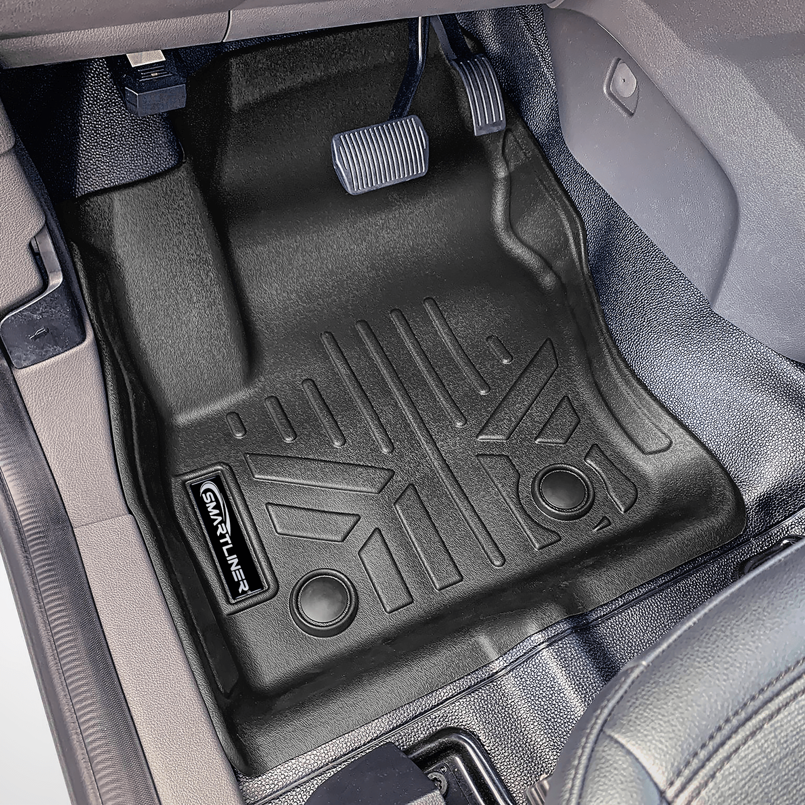SMARTLINER Custom Fit Floor Liner Set Compatible With 2018-2025 Transit Connect With Vinyl Flooring and without secondary footrest (Short and Long Wheelbase) Smartliner USA