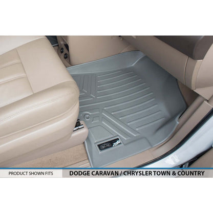 Smart Trim™ Custom Fit Floor Liners For 2013-2020 Dodge Grand Caravan with 2nd Row Bucket Seats and 1st Row Super Console Smartliner USA
