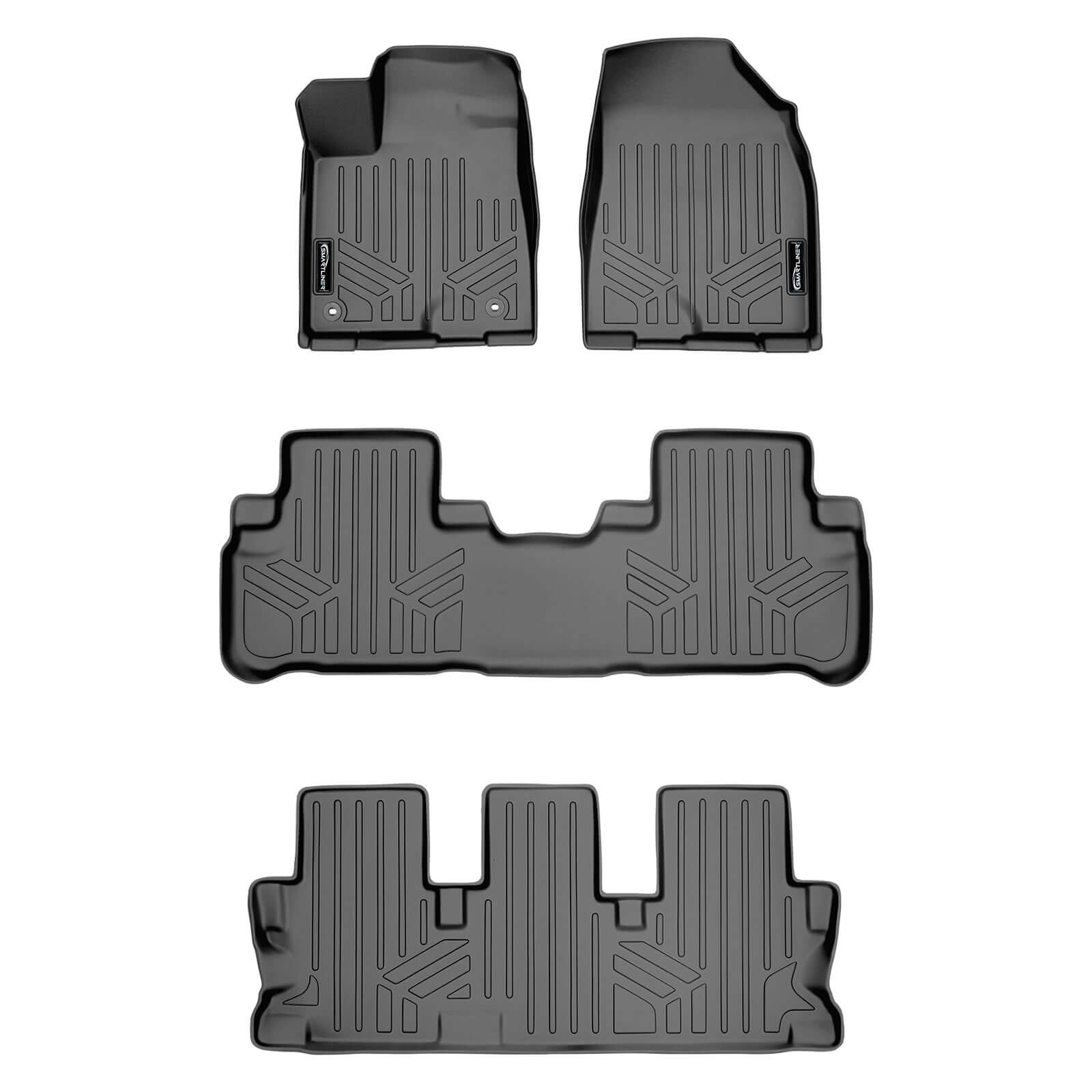 SMARTLINER Custom Fit Floor Liners For 2014-2019 Toyota Highlander Hybrid (with 2nd Row Bench Seat) Smartliner USA