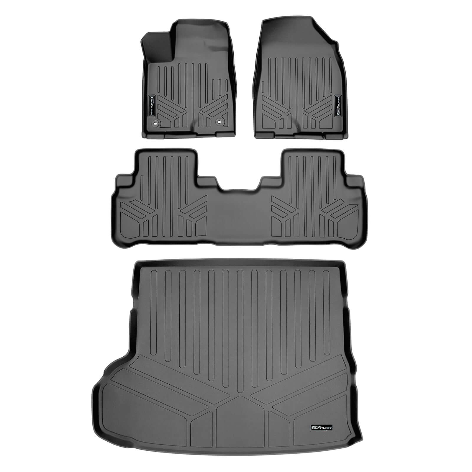 SMARTLINER Custom Fit Floor Liners For 2014-2019 Toyota Highlander Hybrid (with 2nd Row Bench Seat) Smartliner USA