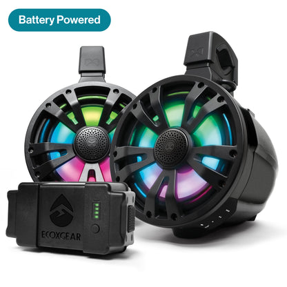 ExtremeTower Speakers TB8 -1 Battery Powered Bluetooth Amplified  + 1 Passive Tower Speaker SoundExtreme