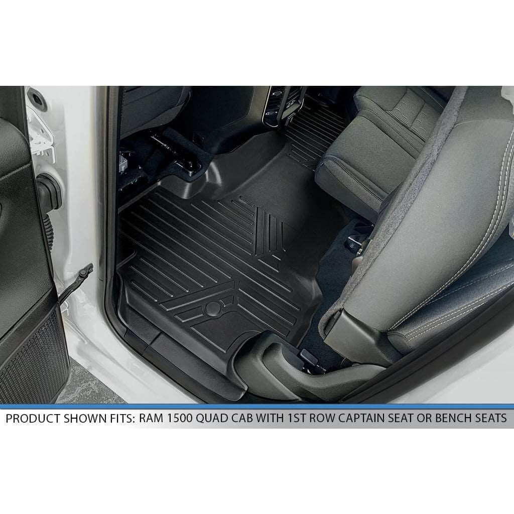 SMARTLINER Custom Fit Floor Liners For 19-21 Ram 1500 Quad Cab Vinyl Floor with 1st Row Bench Seat Smartliner USA