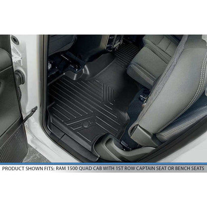 SMARTLINER Custom Fit Floor Liners For 19-21 Ram 1500 Quad Cab Vinyl Floor without Rear Underseat Storage Box Smartliner USA