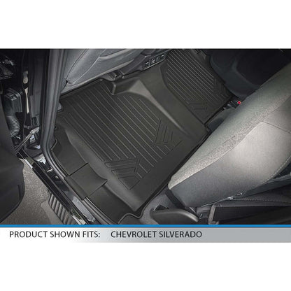 Smart Trim™ Custom Fit Floor Liners For 2019-2024 Chevrolet Silverado 1500 Double Cab with Carpet Flooring and 1st Row Bench Seat without OTH coverage (without 2nd Row Under Seat Storage) Smartliner USA