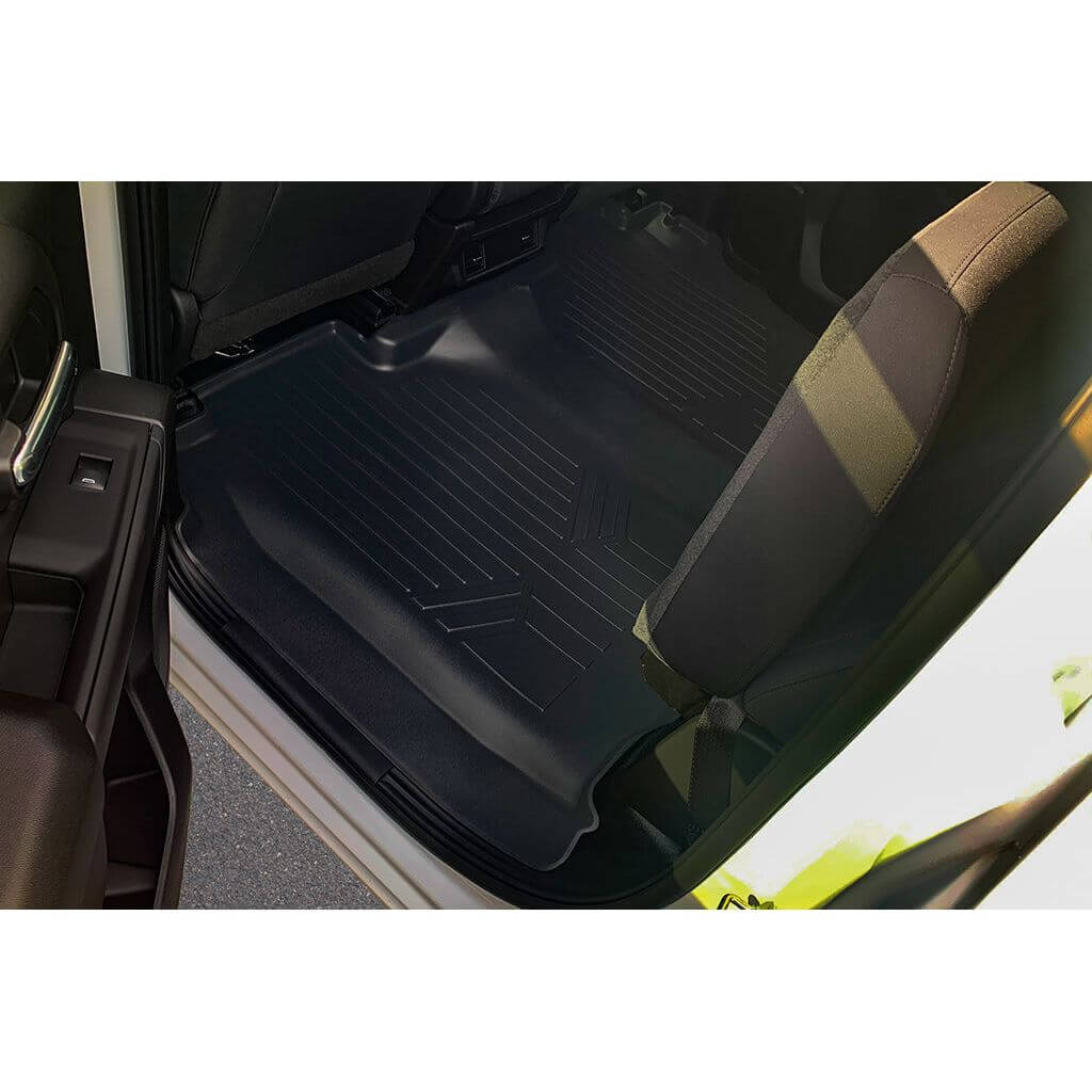 SmartCoverage™ Custom Fit Floor Liners For 2019-2024 Chevrolet Silverado 1500 Crew Cab With 1st Row Bench Seat (No OTH Coverage) and Vinyl Flooring without the 2nd Row Underseat Storage Smartliner USA