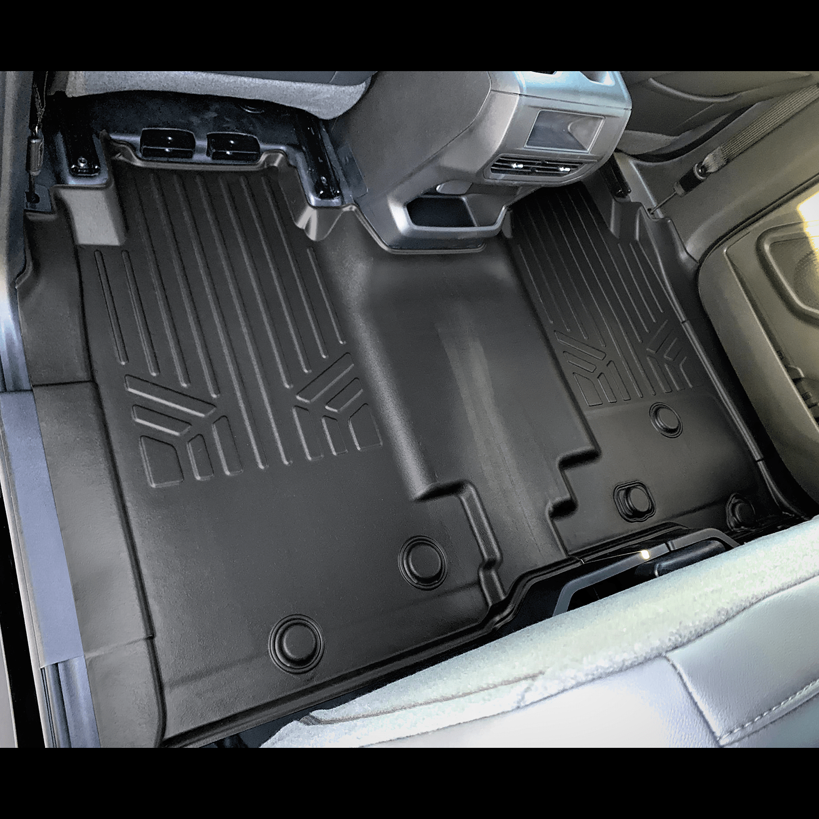 SMARTLINER Custom Fit Floor Mat Liner Set Compatible With 2024 Chevrolet Silverado EV Fits Vinyl floor Bucket Seat models, 3WR (Work Truck Trim) Smartliner USA