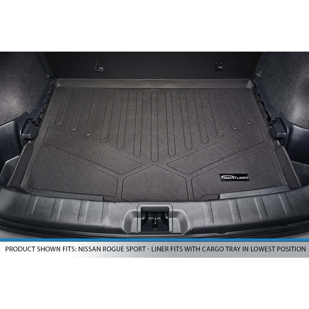 SMARTLINER Custom Fit Floor Liners For 2017-2024 Nissan Rogue Sport - Factory Cargo Tray in Lowest Position Smartliner USA