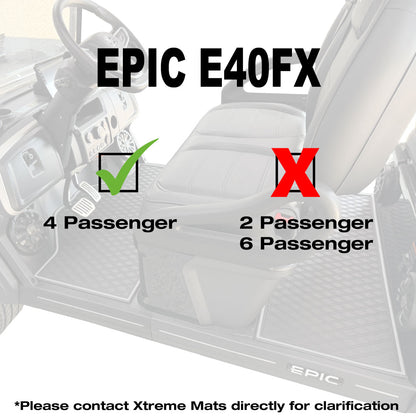 Epic E40FX Golf Cart Floor Mat Set - 1st & 2nd Row