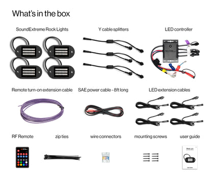 Extreme LED Rock Light 4 Pack Plus Controller SoundExtreme