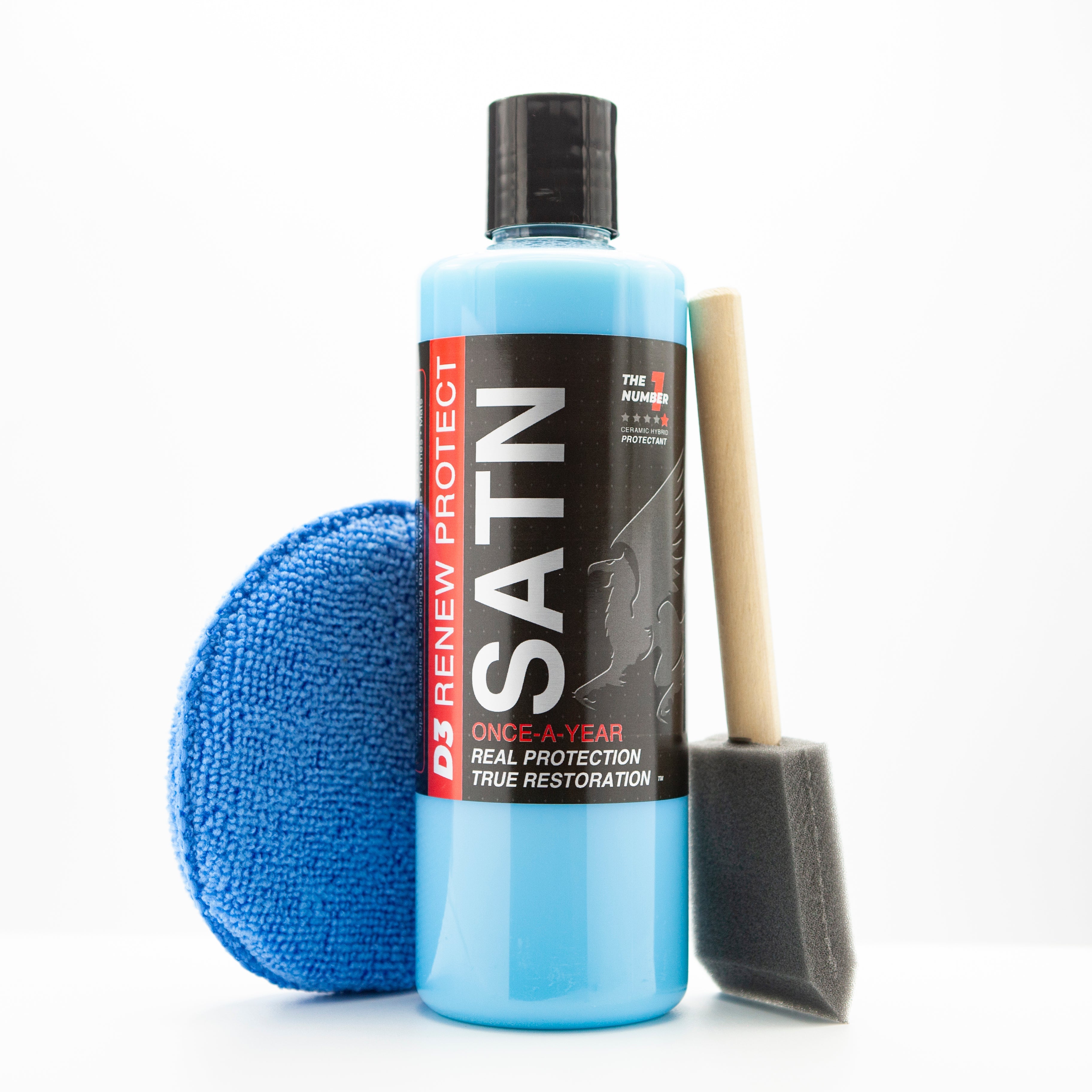 SATN Full Kit, Semi-Permanent Protectant | Ceramic Hybrid OEM Restoration, Dry Rot Prevention, Car, RV, Aircraft, Motorcycle, ATV & Golf Cart DRY-SEAL SAFE! D3 RENEW PROTECT