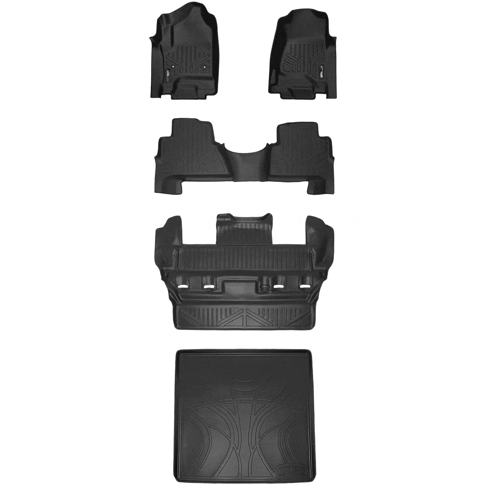 Smart Trim™ Custom Fit Floor Liners For 2015-2020 Cadillac Escalade with Second Row Bucket Seats Smartliner USA
