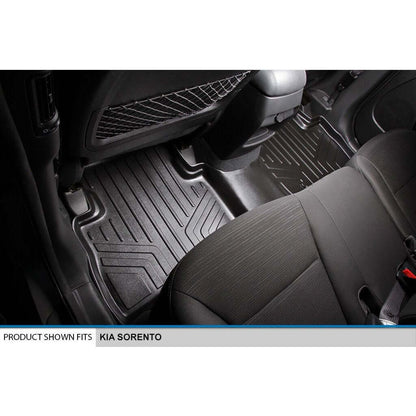 SMARTLINER Custom Fit Floor Liners For 2014-2015 Kia Sorento (with 3rd Row Seats) - Black / 2 Row Floor Mat Liner Set & Cargo Liner Behind the 2nd Row Smartliner USA