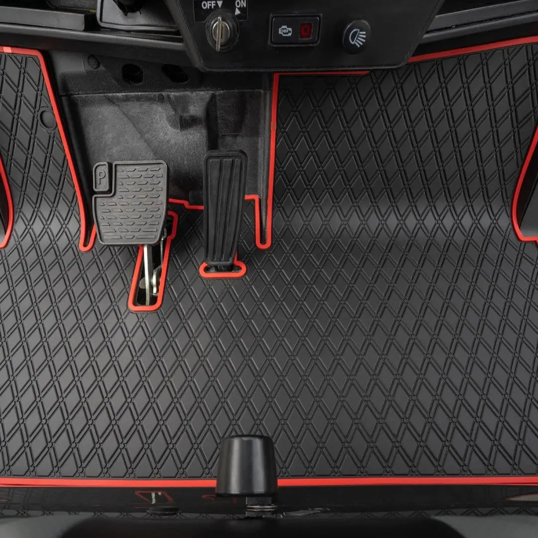 Red trim Yamaha Drive2 Floor Mat - Fits Drive2 QuieTech EFI (2017+) / UMAX Rally #trim-color_red-trim