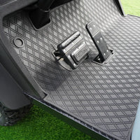 E-Z-GO golf cart floor mat black diamond design all black full coverage- E-Z-GO TXT Floor Mats - Fits All TXT Trims (1996+)/S2 (2020 & earlier) / Workhorse/Express S4 (2020 & earlier)/Valor (2022 & earlier)/Medalist 1993-1995/Cushman/TXT Style Navitas Frame