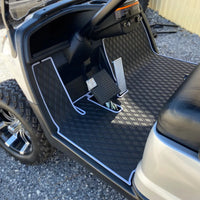 yamaha golf cart floor mat black diamond design with grey trim coverage- Yamaha Drive Floor Mat - Fits Drive / G29 / Adventurer Models (2007-2016)