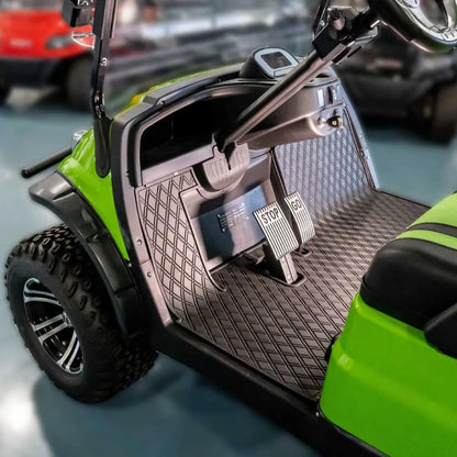 ICON and Advanced EV golf cart floor mat black diamond design all black full coverage 