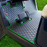 E-Z-GO golf cart floor mat with green trim diamond design full coverage